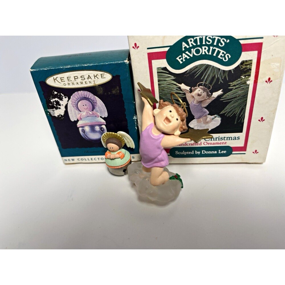 Hallmark Ornament Lot Christmas Bell & 1988 Cymbals of Christmas Donna Lee